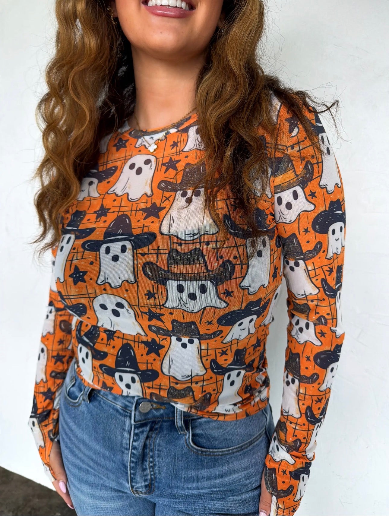 Cowboy Ghost Mesh top