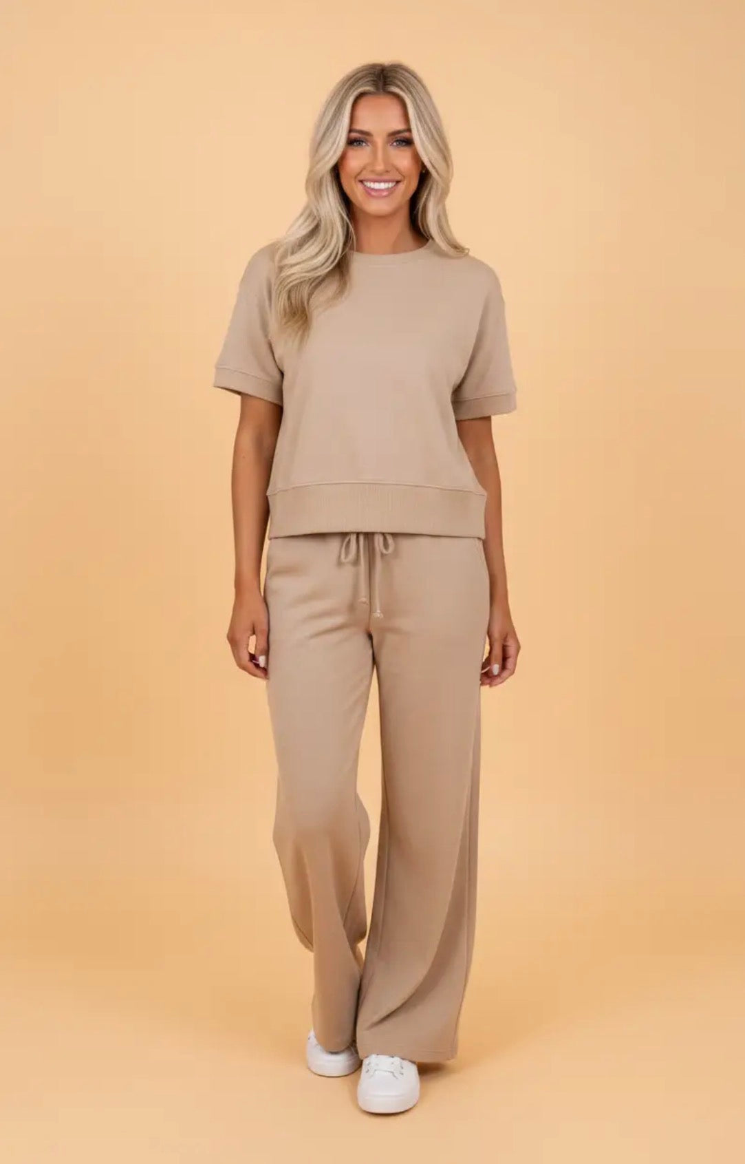Solid Tee & Wide leg Pant Set
