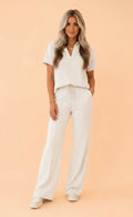 Solid Sporty Polo Tee & Drawstring Pant Set