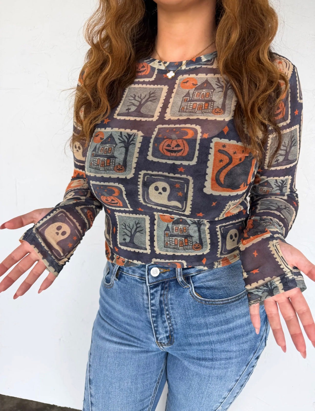 Vintage Halloween mesh top